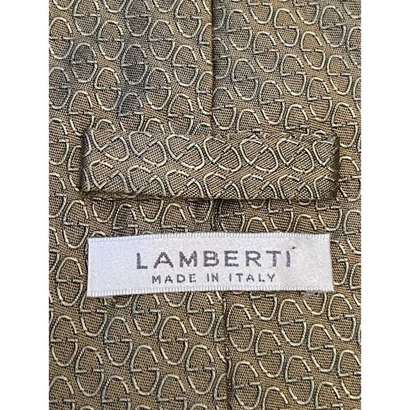 Lamberti Gold 100% Silk Men’s Neck Tie Made In Italy - Picture 8 of 9